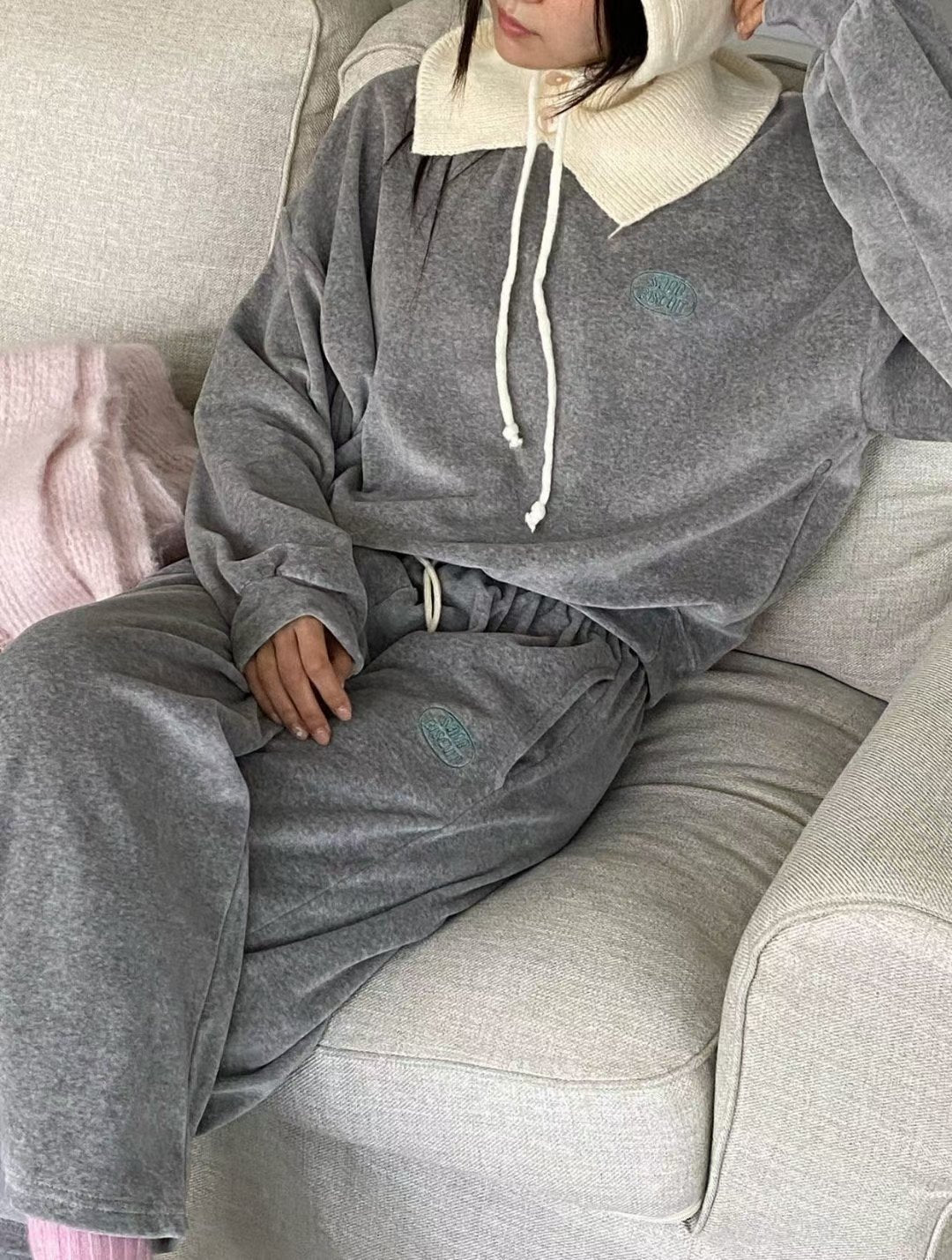 絲絨束袖Tee (set裝可另購𢇁絨長褲)