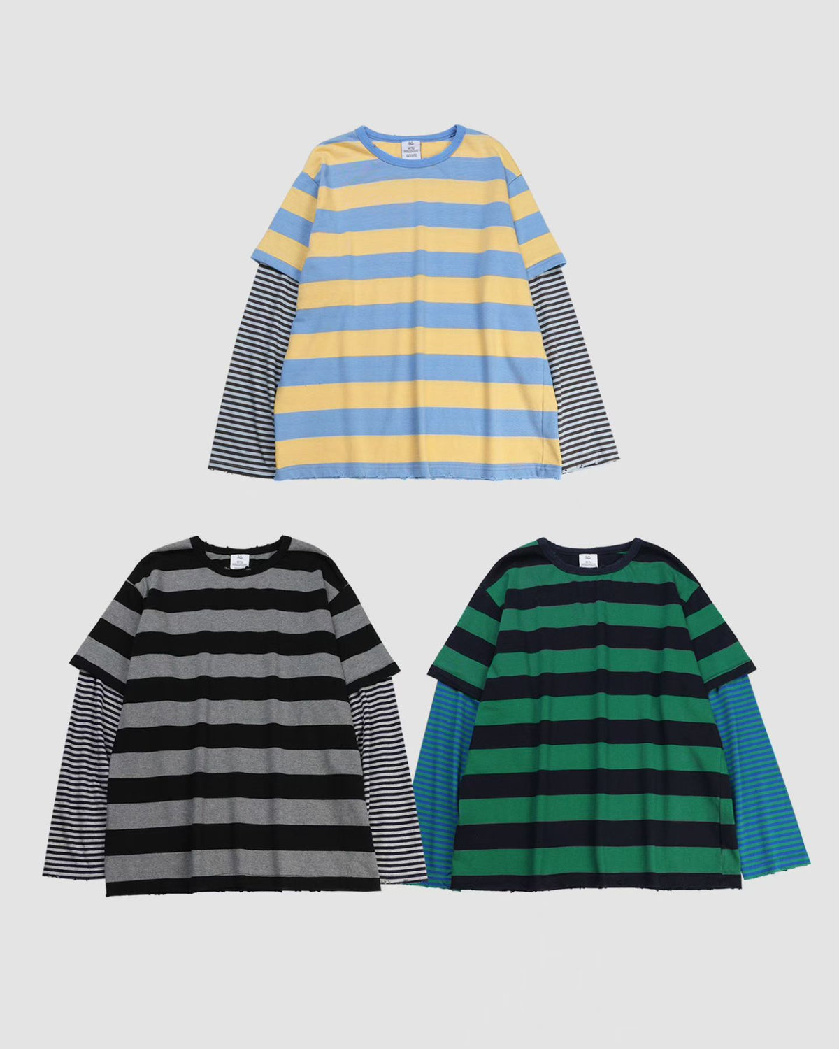 粗幼間拚袖Tee