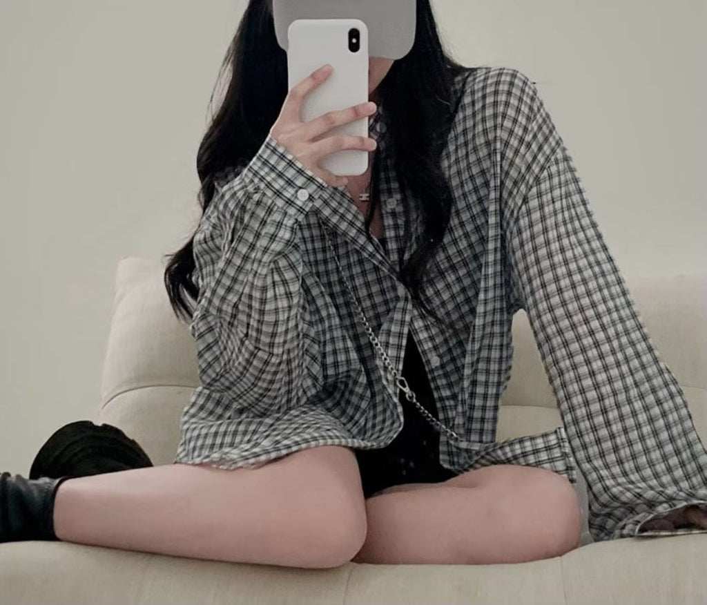 細格仔長裇衫