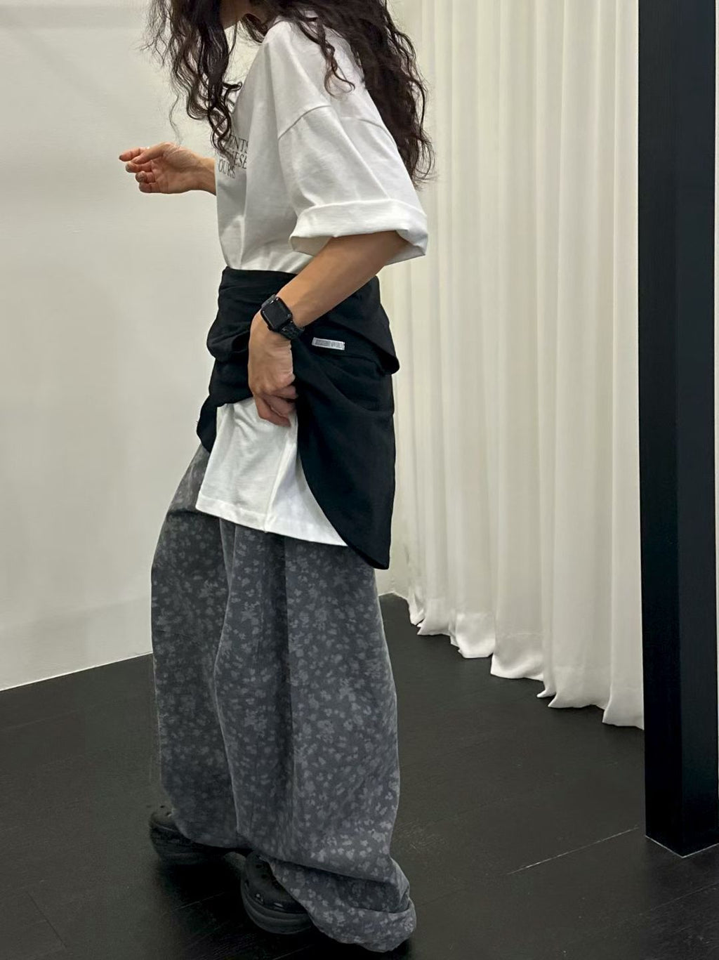 暗花索腳褲