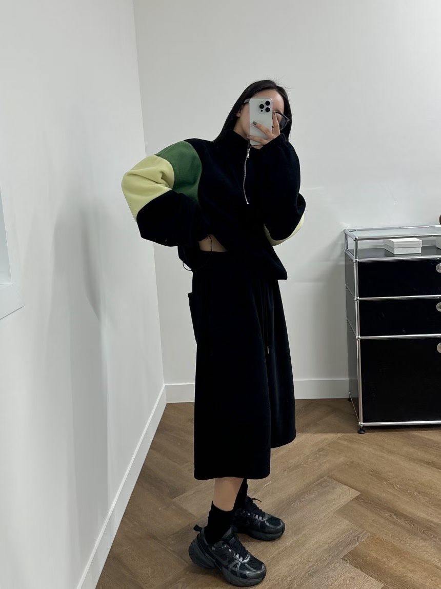 絲絨短褲(set裝可另購拼色拉鏈絨Tee）