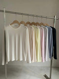 滑料淨色長袖Tee