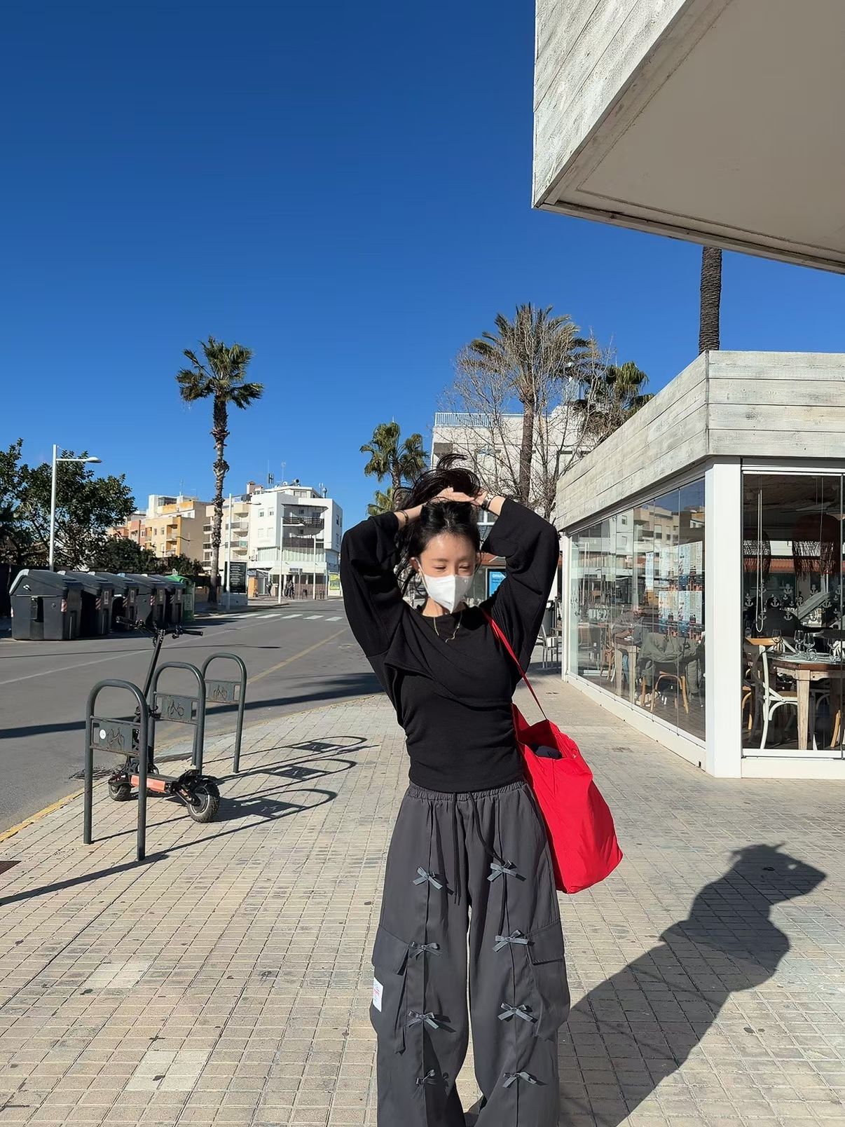 綁頸吊帶短Tee set