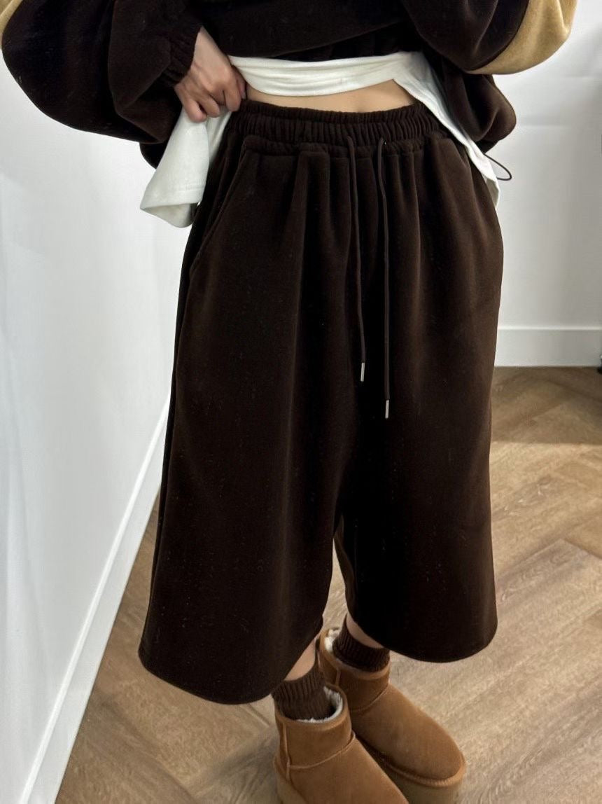 絲絨短褲(set裝可另購拼色拉鏈絨Tee）