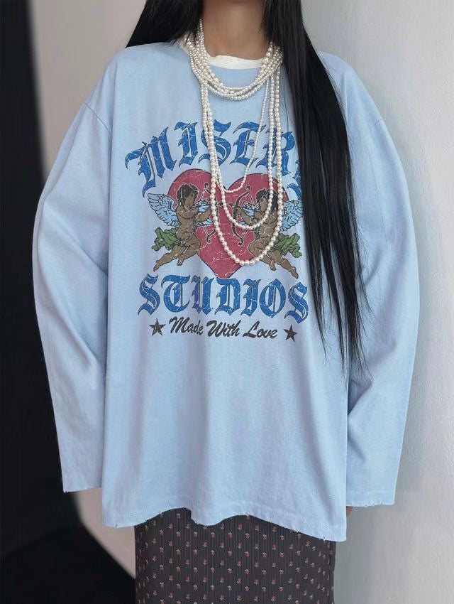天使拚色長Tee