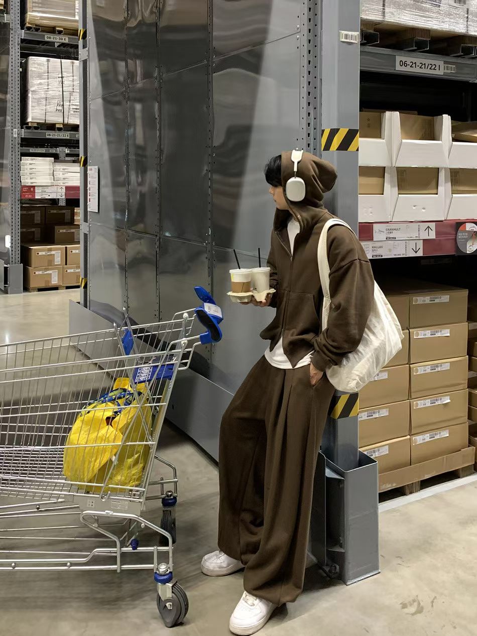 布料闊褲(set裝可另購有帽zip up外套)