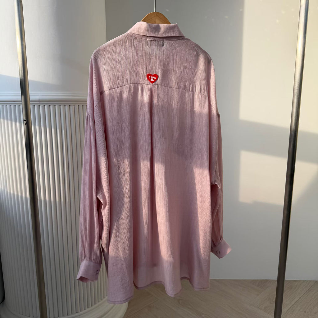 英文字pocket 雪紡長恤衫