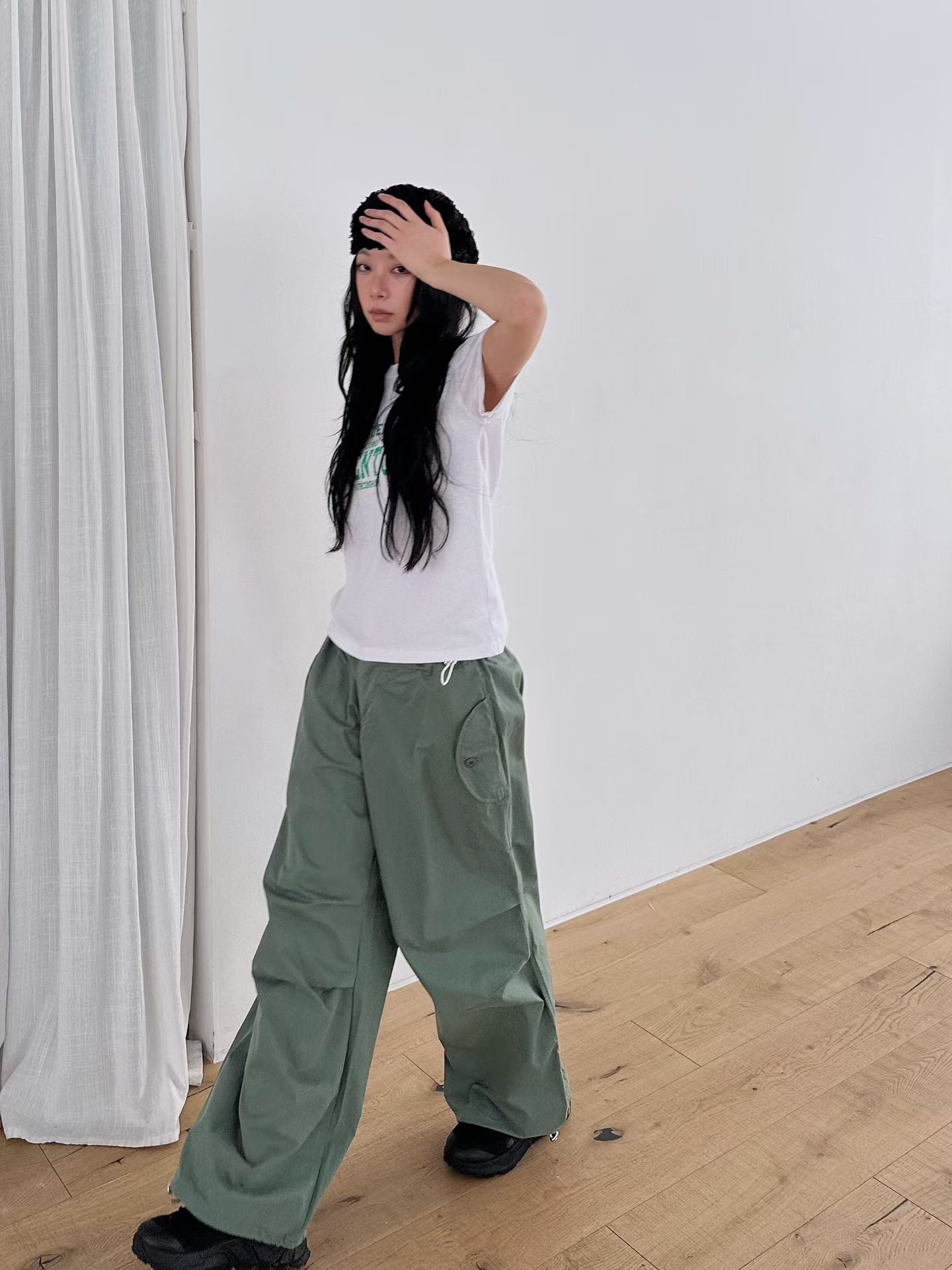 10色兩側索繩長褲