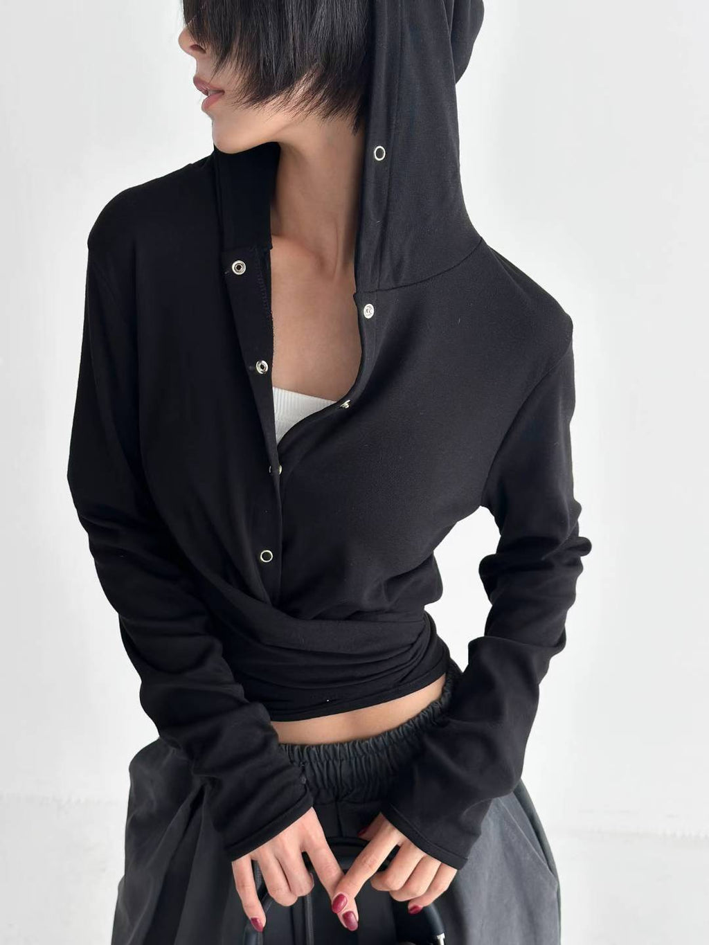 啪鈕綁腳有帽衫