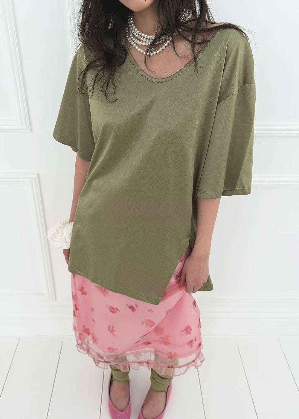 絲質淨色Tee
