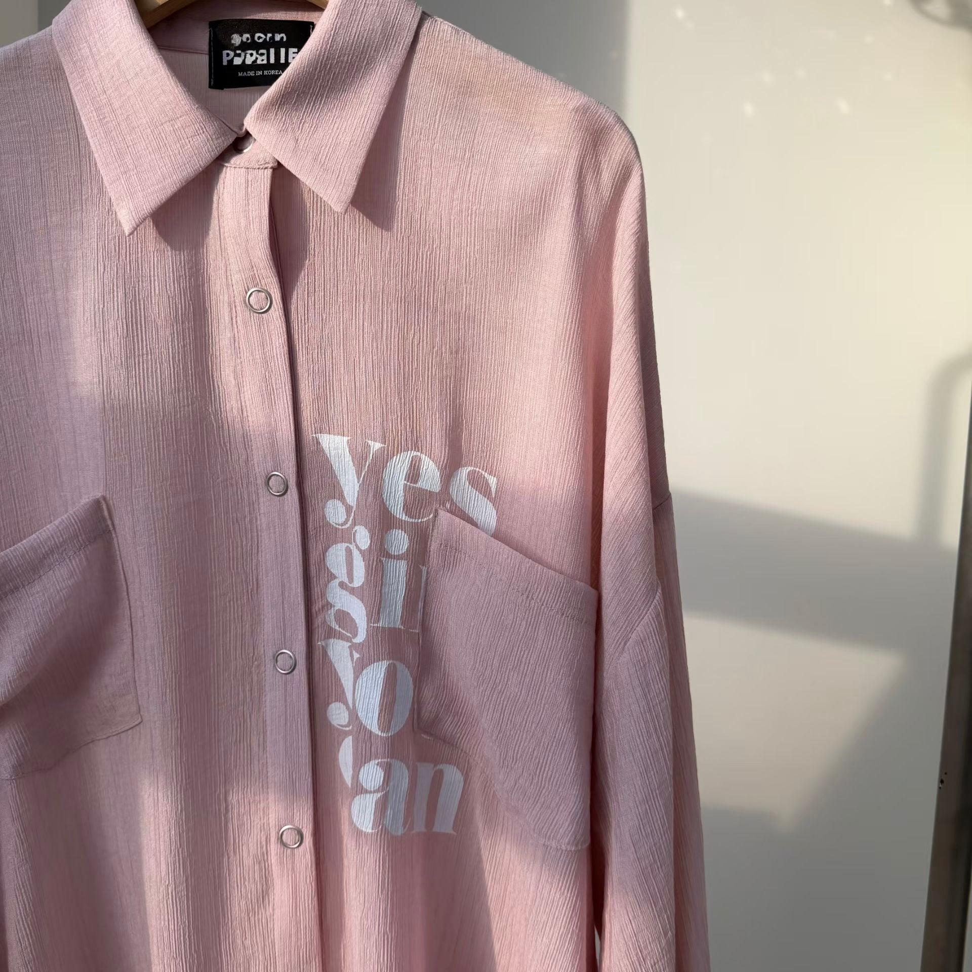 英文字pocket 雪紡長恤衫