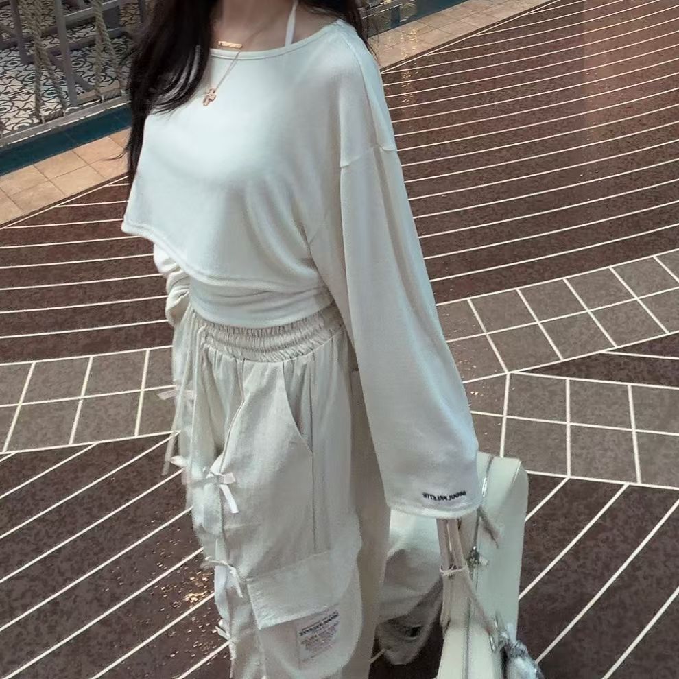 綁頸吊帶短Tee set