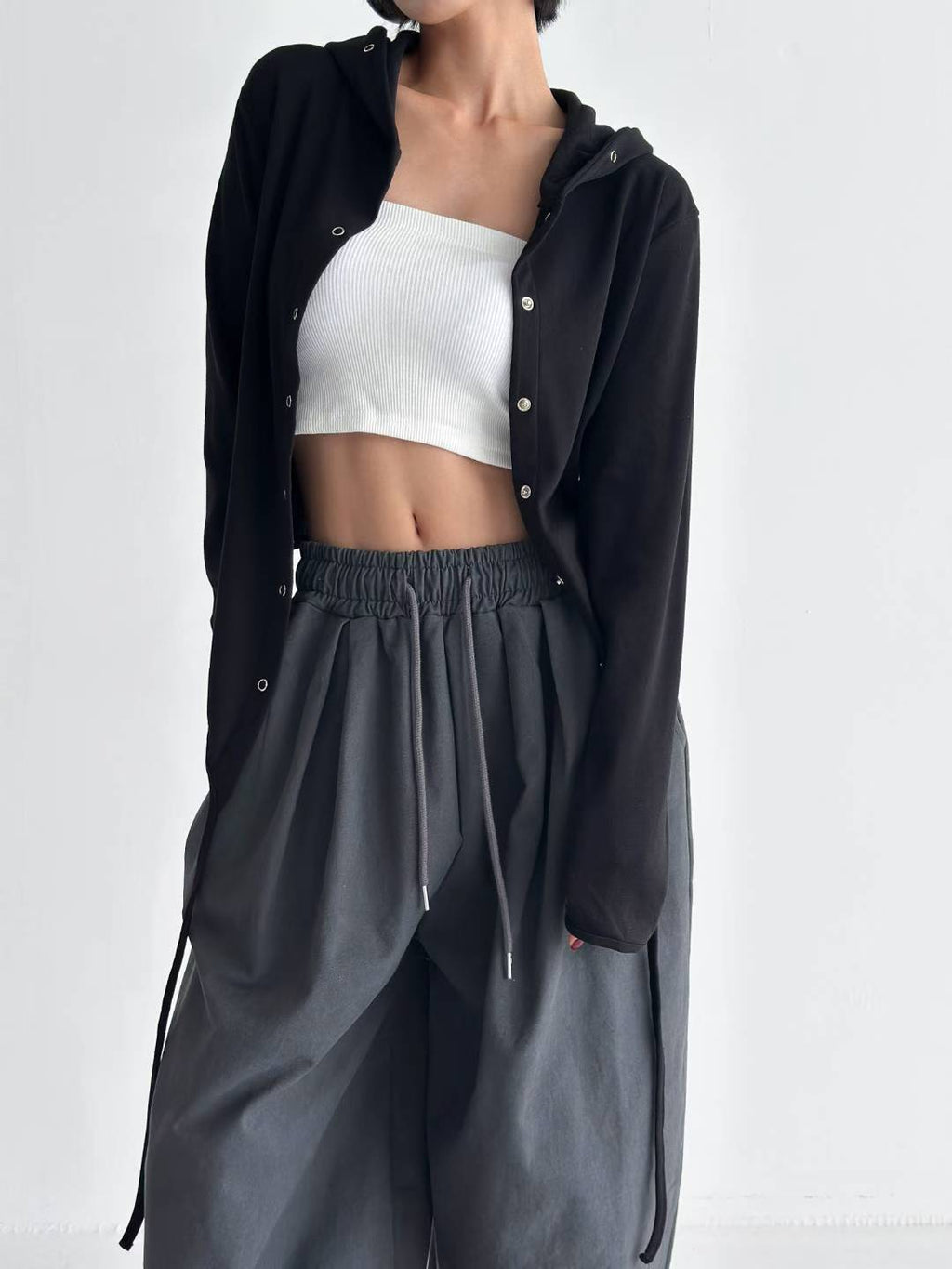 啪鈕綁腳有帽衫