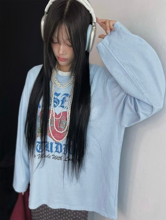 天使拚色長Tee