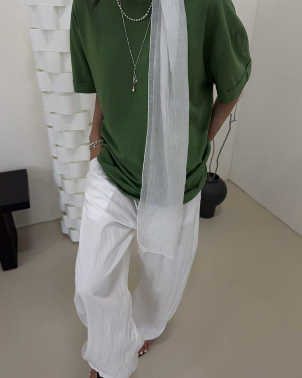 摺袖長Tee