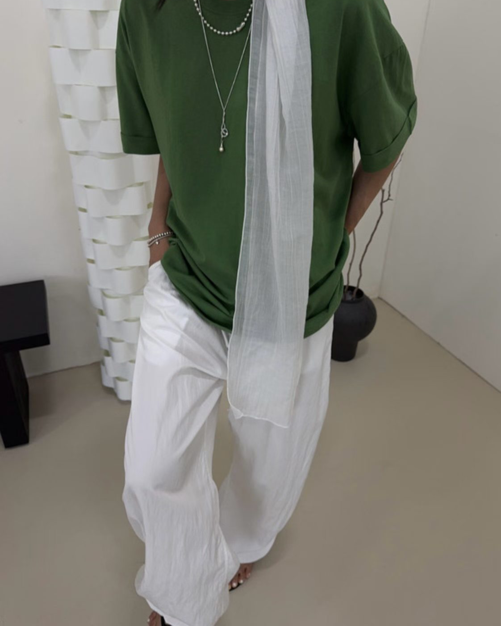 摺袖長Tee