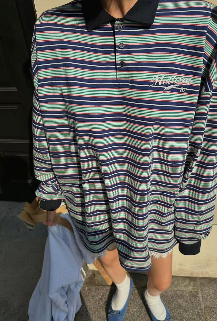 彩間Polo領長Tee