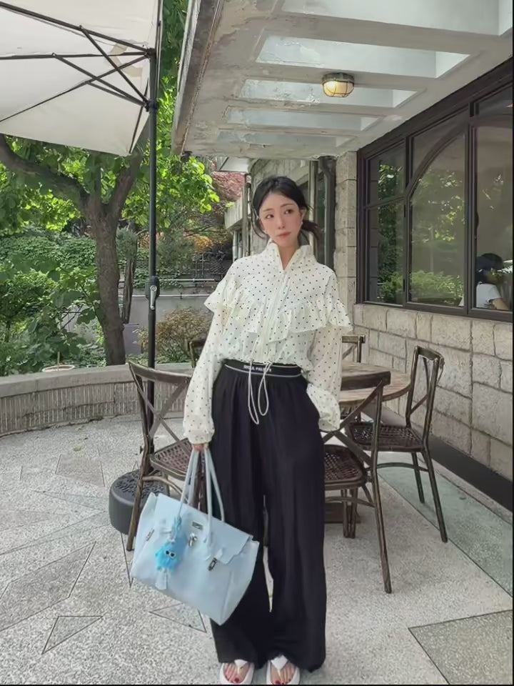 波點拉鏈外套