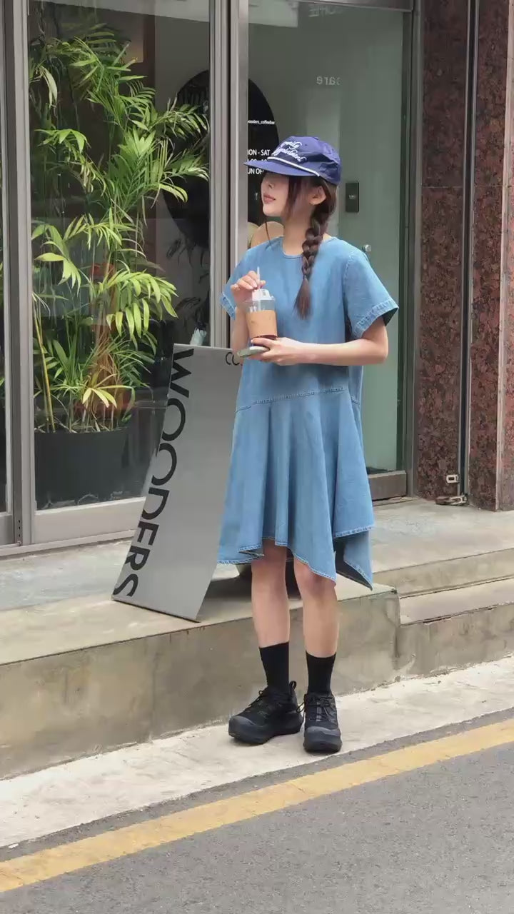 不規則腳牛仔連身裙