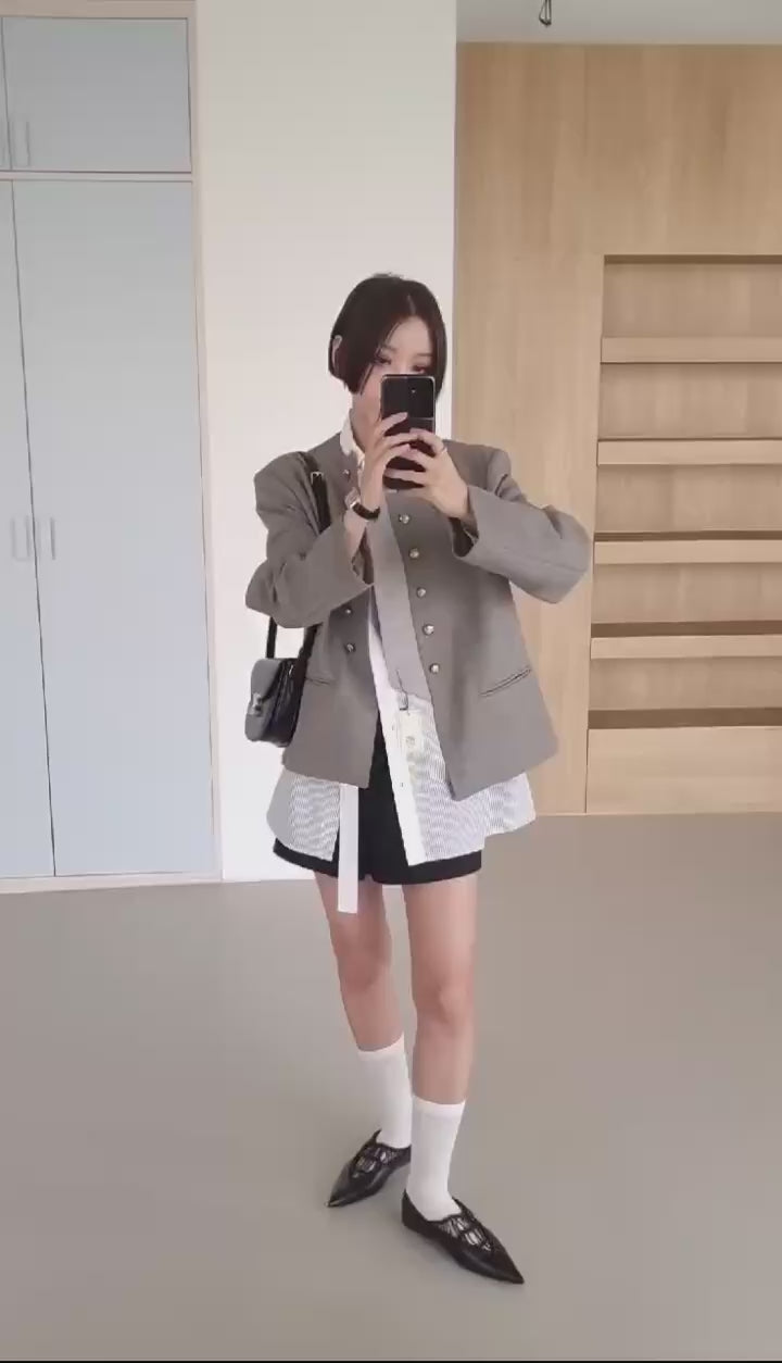 Fake two-layer short suit